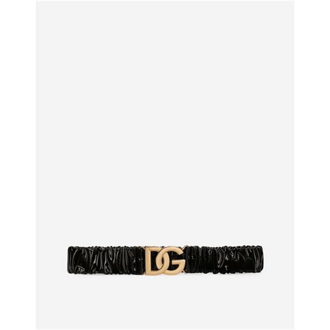 cintura dolce gabbana bambina - Cintura in vernice con logo DG .